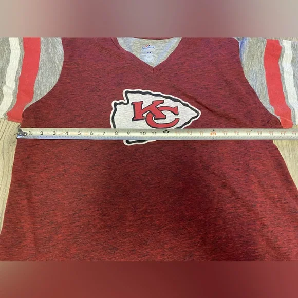 KC Chiefs NFL Team Apparel Raglan T Shirt Kansas City Football Womens 2XL - Picture 4 of 5